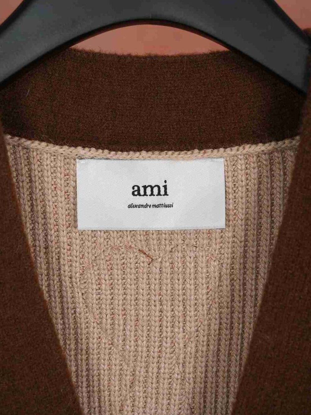 AMI Heart Logo Striped Unisex Knit Cardigan - Picture 2 of 9